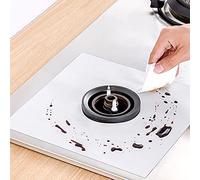 Nikou Lot de 6 tapis de nettoyage pour cuisinière à gaz, argentés, résistants à la chaleur, faciles à nettoyer
