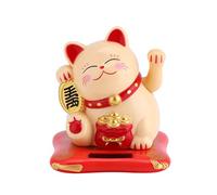 Nikou Lucky Fortune Cat, Chat Chanceux alimenté par énergie Solaire Chats Mini Wealthoming Cute Cat avec Bras ondulant Home Display Car Decor (Yellow)