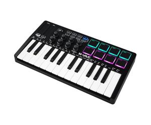Nikou M-VAVE Contrôleur de clavier MIDI, USB Mini 25 touches, clavier dynamique professionnel, clavier d'arrangement de musique électrique avec pads de batterie RVB (noir)