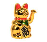 Nikou Maneki Neko Chat Chinois Porte-Bonheur Doré, Japonais Qui Figurine Porte-Bonheur Bras Oscillant pour la Maison et la Voiture Décoration (12,7 cm)