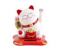 Nikou Maneki Neko Fortune Cat - Chat Chanceux alimenté par énergie Solaire Chats Mini Wealthoming Cute Cat avec Bras ondulant Home Display Car Decor (Couleur : Blanc)