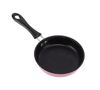 Nikou Mini poêle à frire antiadhésive en acier inoxydable pour plaques à induction, poêle à œufs ronde avec long manche, 12 cm, rose