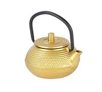 Nikou Mini théière en fonte à fond plat de 50 ml avec poignée, théière en fer pour infusion, design compact, finition noire