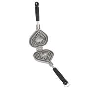 Nikou Moule à beignets 7 trous anti-adhésif en alliage d'aluminium avec poignée confortable, gaufrier en forme de cœur, moule à gâteau double face pour petits appareils de cuisine