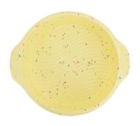 Nikou Moule à gâteau rond, antiadhésif réutilisable avec poignées, plaque de cuisson en silicone, ustensiles de cuisson pour la maison, cuisine, jaune avec particules de couleur