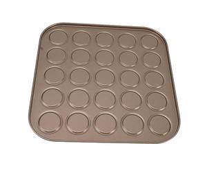 Nikou Moule à muffins en acier carbone pour macarons, 25 trous, finition dorée, idéal pour la cuisson de muffins et macarons