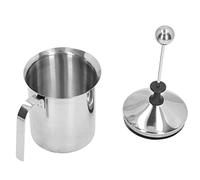 Nikou Mousseur à lait manuel en acier inoxydable, 800ML, pompe à main, mousseur pour la cuisine