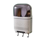 Nikou Organiseur de Couverts Suspendu, Porte-Baguettes égouttoir compartimenté avec Couvercle pour Cuisine(Gris Blanc)