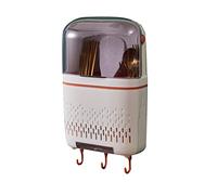 Nikou Organiseur de couverts suspendu, porte-baguettes égouttoir compartimenté avec couvercle pour cuisine(Blanc)