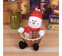 Nikou Panier à bonbons en forme de bonhomme de neige de Noël, boîte de rangement portable, boîte de rangement festive, petit support décoratif 12 x 18 cm