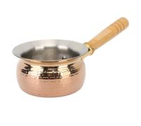 Nikou Petit pot à lait, anti-éclaboussures, en acier inoxydable, facile à nettoyer, capacité de 0,5 l, casserole multifonction avec poignée en bois pour lait et café