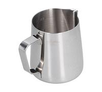 Nikou Pichet à mousse de lait en acier inoxydable de 400 ml, carafe à café à ouverture pointue avec échelle pour la maison, la cuisine, tasse à faire mousser le café, noir