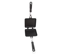 Nikou Plaque de cuisson en fonte - 46 x 23 cm - Rectangulaire épaisse - Double face - Poêle à sandwich antiadhésive - Plaque de cuisson - Machine à sandwich chaude