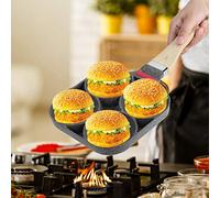 Nikou Poêle à crêpes en aluminium pour hamburger, feu ouvert, type cuisinière à induction, avec poignée, antiadhésive, 24 cm