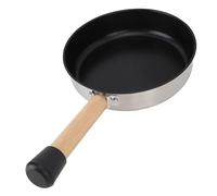 Nikou Poêle à frire en acier inoxydable 304 avec poignée en bois anti-adhésive et sac de rangement, pour camping et pique-nique, diamètre 28 cm