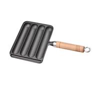 Nikou Poêle à saucisses en fonte épaisse - Design anti-déversement - Pour hot-dog - Pour la maison et l'extérieur - 30 x 20 cm