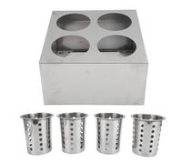 Nikou Porte-ustensiles en acier inoxydable Double Row 4 Compartiment Contacteur de rangement de couverts pour Organisateur de cuisine