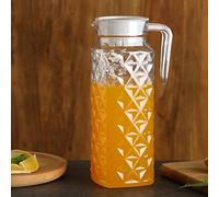 Nikou Pot à jus en acrylique avec motif diamant, transparent, 1,1 l, ustensiles de cuisine pour jus et autres boissons, design élégant