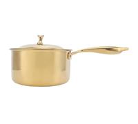 Nikou Pot à lait épais en acier inoxydable avec couvercle, fond à 3 couches, capacité de 1,5 l, batterie de cuisine pour lait et aliments complémentaires, finition dorée