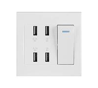 Nikou Plaque Murale Usb,Prise Murale Usb,Prise Usb - Controle Prise Prise Murale Usb 4 Ports Commutateur De ContrôLe Prise Murale Usb Prise De Chargeur (220 250V) 5V 2.1A / 1A 4100Ma