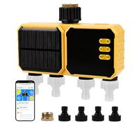 Nikou Programmateur Arrosage Automatique WiFi 4 Voies, Ordinateur d'irrigation Minuteur Arrosage Solaire avec Retard de Pluie, Compatible avec APP et Alexa, pour Jardin, Pelouse