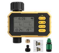 Nikou Programmateur Arrosage Solaire 1 Sorties, Minuteur Arrosage Automatique Ordinateur d'irrigation, avec Retard de Pluie, Auto/Manuel, Recharge, pour Jardin Pelouse Cour