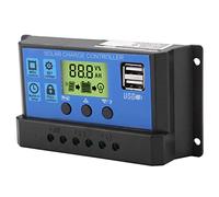 Nikou RéGulateur de Charge Solaire, Panneau Solaire RéGulateur de Charge, Pwm 12 V 24 V Dual Usb, éCran Lcd 30 A (Yjss-30a, 13,3x3,5x7cm)
