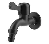 Nikou Robinet de Machine à Laver Noir Rétro, Robinet Eau Froide Mural en Alliage de Zinc, Robinets de Jardin Froid Unique à 4 Points, Ouverture Rapide pour Salle de Bain, Extérieur (Noir)