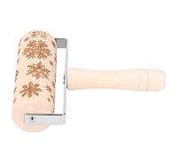 Nikou Rouleau à pâtisserie de Noël en bois gravé avec grand motif flocon de neige, outil de cuisson pour pâte, 15
