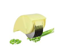 Nikou Rouleau d'herbe avec 6 lame, Mincer à Herbes Manuel Coupe-Légumes en Acier Inoxydable, Cutter d'herbe Tranchable pour Coriandre d'oignon (Jaune)