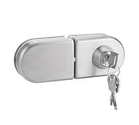 Nikou Serrure de porte en verre en acier inoxydable de 10 à 12 mm avec clé ouverture/fermeture, serrure de porte coulissante sans cadre, pour maison, hôtel, salle de bain