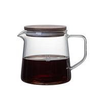 Nikou Serveur à Cafetière en Verre, Carafe à Café en Verre Borosilicate avec Couvercle en Bois, Carafe en Verre Isolant, pour Jus de Thé et Eau de Café (300 ml)