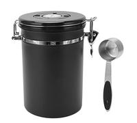 Nikou Stockage de grains de café Récipient hermétique en acier inoxydable Café avec cuillère de 30 ml Suivi de la date Boîte à café pour magasin (Noire)
