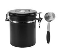 Nikou Stockage de grains de café Récipient hermétique en acier inoxydable Café avec cuillère de 30 ml Suivi de la date Boîte à café pour magasin (Noire)