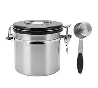 Nikou Stockage de grains de café Récipient hermétique en acier inoxydable Café avec cuillère de 30 ml Suivi de la date Boîte à café pour magasin (Argent)