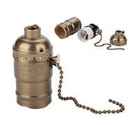 Nikou Support de lampe E27 Support de lampe vintage en aluminium avec lampe de bureau à chaîne (Couleur : Bronze)