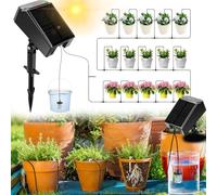 Nikou Système d'irrigation Solaire, Kit Arrosage Automatique Solaire avec Minuterie et 15M Tuyau, Arrosage Goutte à Goutte, pour Jardin, Balcon Plantes, Plantes en Pot en Plein