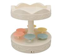 Nikou Table de présentation rotative automatique à 2 niveaux, 6 plateaux pivotants avec musique pour mariage, fête d'anniversaire, machine à dosert, support à cupcakes