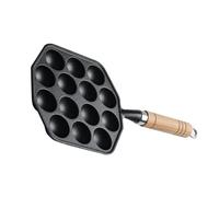 Nikou Takoyaki 14 trous Poêle grill en fonte antiadhésive pour boulettes de viande de pieuvre Plaque de cuisson, outil de cuisine à domicile, poêle Takoyaki, 35 x 25 cm