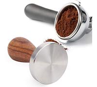 Nikou Tamper à café en acier inoxydable de 58 mm, poignée en bois, outil de ramassage de poudre à fond plat, pour cuisine et café