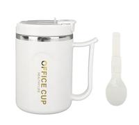 Nikou TASSE À CAFÉ ISOLÉE EN ACIER INOXYDABLE TASSE ANTI-BRÛLURE DOUBLE COUCHE AVEC POIGNÉE ET COUVERCLE CAPACITÉ 500ML POUR BOIRE EN VOYAGE (Gris clair)