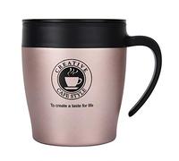 Nikou Tasse à café isotherme en acier inoxydable avec cuillère et couvercle pour voyage de bureau, 355 ml, or rose, double paroi, étanche, légère