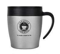 Nikou Tasse à café isotherme en acier inoxydable avec cuillère et couvercle pour voyage de bureau, argenté, 355 ml, à double paroi, design étanche