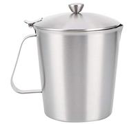 Nikou Tasse à café Latte épaisse en acier inoxydable 304, pichet à mousse de lait avec couvercle d'échelle, cuisine familiale, processus brossé (1000ml avec bouchon)