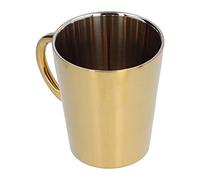 Nikou Tasse à eau de 300 ml avec poignée, en acier inoxydable 304 pour le bureau et la maison, doré, fournitures de boisson isothermes