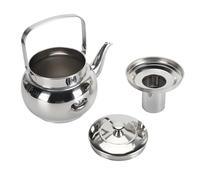 Nikou Théière en acier inoxydable avec filtre amovible, bouilloire en métal de 1 L pour la maison, hôtel, restaurant, cuisinière