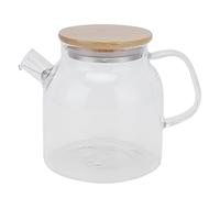 Nikou Théière en verre Transparent de grande capacité, bouilloire à eau résistante à la chaleur, couvercle en bambou pour usage domestique et de bureau