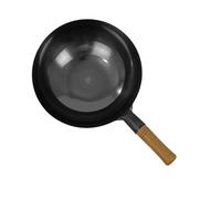 Nikou Wok en fer martelé à la main, 38 cm, poêle à frire antiadhésive avec poignée unique, idéal pour la cuisine