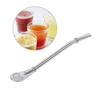 Nikou Yerba Mate Paille à Boire Cuillère Filtrée en Acier Inoxydable, Cuillère Gourde à Thé Fiable Argent