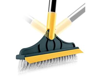 Niktule 2 in 1 Cleaning Scrub Brush, 2022 New Floor Brush Scrubber with Long Handle, Premium Rotating Bathroom Kitchen Crevice Cleaning Brush, 120 Degree Triangular Rotating Brush Head with Squeegee